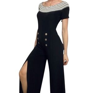 Vintage Joseph Ribkoff Black Palazzo Jumpsuit Off Shoulder